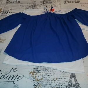 Blue Off-Shoulder Women’s Top - Unbranded